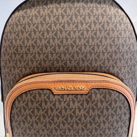 MICHAEL KORS JAYCEE LARGE ZIP POCKET BACKPACK PRINTED LOGO LEATHER - Picture 15 of 15